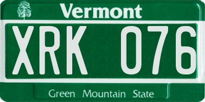 VT license plate XRK076