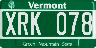 VT license plate XRK078
