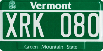 VT license plate XRK080