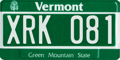 VT license plate XRK081