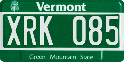 VT license plate XRK085