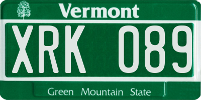VT license plate XRK089