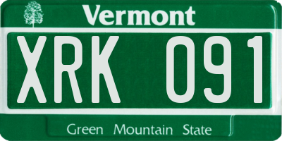 VT license plate XRK091