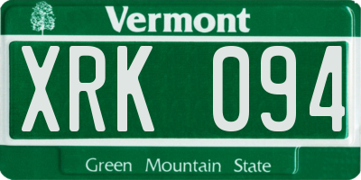 VT license plate XRK094