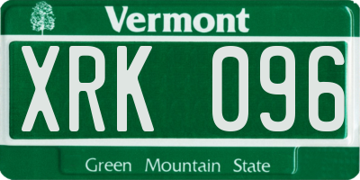 VT license plate XRK096
