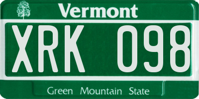 VT license plate XRK098
