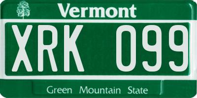 VT license plate XRK099