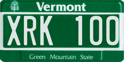 VT license plate XRK100