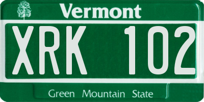 VT license plate XRK102