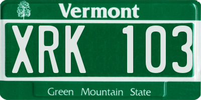 VT license plate XRK103