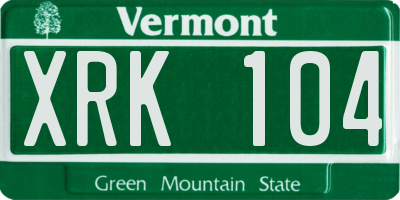 VT license plate XRK104