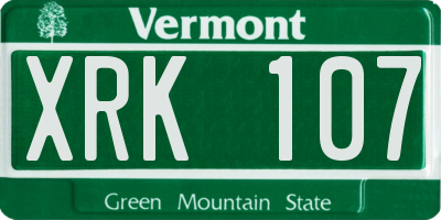 VT license plate XRK107