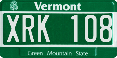 VT license plate XRK108