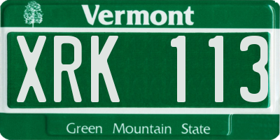 VT license plate XRK113