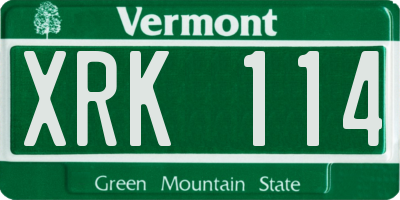 VT license plate XRK114