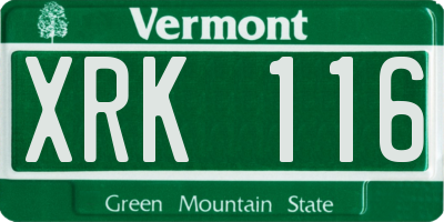 VT license plate XRK116