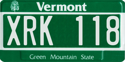 VT license plate XRK118