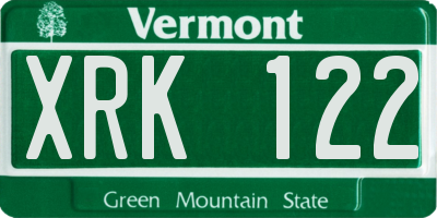 VT license plate XRK122