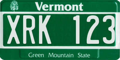 VT license plate XRK123