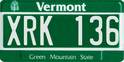 VT license plate XRK136