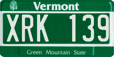 VT license plate XRK139