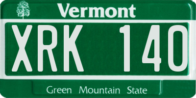 VT license plate XRK140