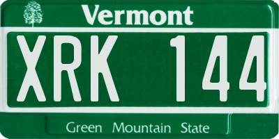 VT license plate XRK144