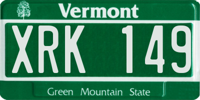 VT license plate XRK149