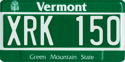 VT license plate XRK150