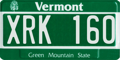 VT license plate XRK160