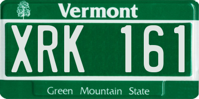 VT license plate XRK161