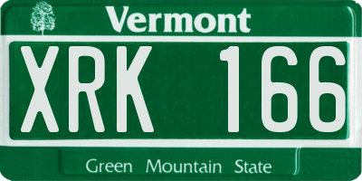 VT license plate XRK166
