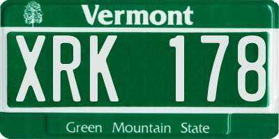 VT license plate XRK178