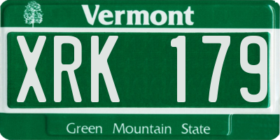 VT license plate XRK179