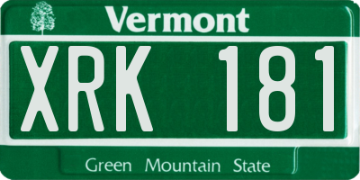 VT license plate XRK181