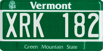 VT license plate XRK182