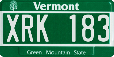 VT license plate XRK183