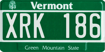VT license plate XRK186