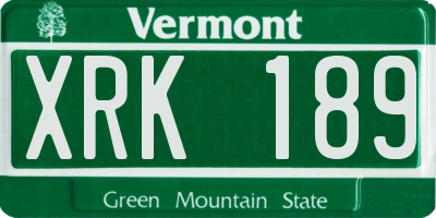 VT license plate XRK189