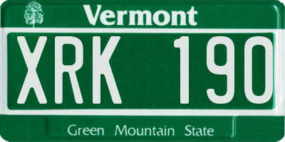 VT license plate XRK190