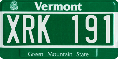 VT license plate XRK191