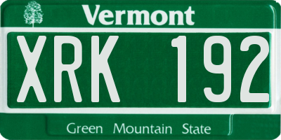 VT license plate XRK192