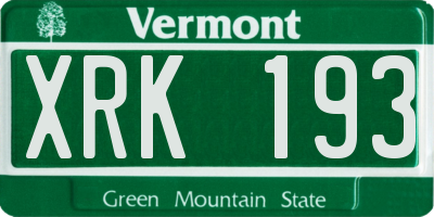 VT license plate XRK193