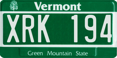 VT license plate XRK194
