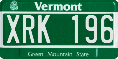 VT license plate XRK196