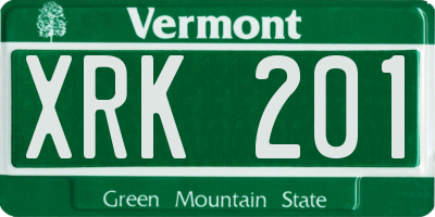 VT license plate XRK201