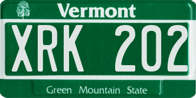 VT license plate XRK202