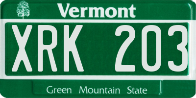 VT license plate XRK203