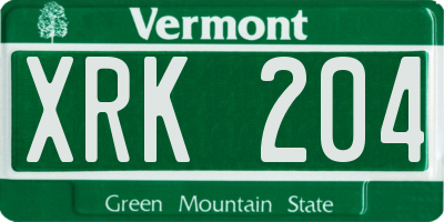 VT license plate XRK204
