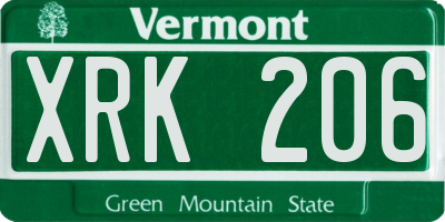 VT license plate XRK206
